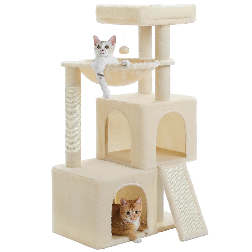 Large Cat Tree for Indoor Cats, Multi-Level Cat Tower with Sisal Scratching Post, 2 Spacious Condo, Cat Scratching Pad, Cat Toys