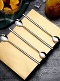 5pcs 304 Stainless Steel Spoons Ice Cream Spoons Long Handle Coffee Spoons Stirring Spoons Kitchen Utensils