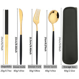 4pcs Stainless Steel Cutlery Set With Storage Box Black Gold Portable Cutlery Set For Home Kitchen Dining Household Tableware