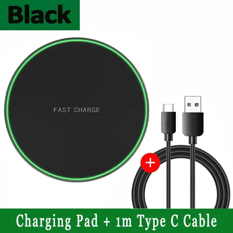 Fast Wireless Charger Pad Stand for iPhone 16 15 14 Samsung Xiaomi Earphone Phone Chargers Induction Wireless Charging Station