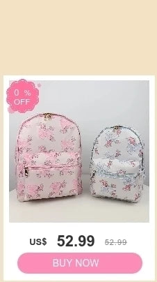 2PCS/SET Trendy Flower Bow Printing School Bag Lunch Bag Large Capacity Nylon Backpack Cute Students Insulation Ice Bento Box