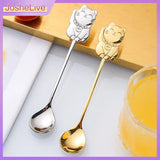 Stainless Steel Coffee Spoon Cute Lucky Cat Shape Teaspoon Dessert Snack Scoop Ice Cream Mini Spoons Tableware Kitchen Tools
