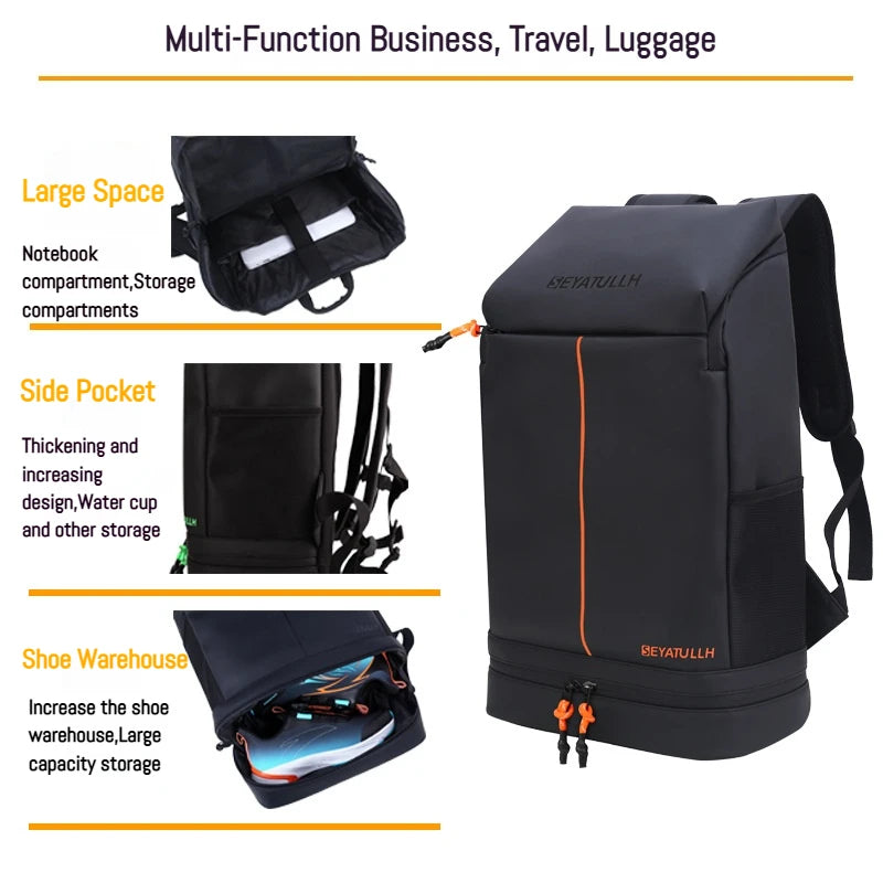 Shoulder Bag Large Capacity Outdoor Leisure Travel Waterproof Wear Resistant PU Sports Mountaineering Bag With Shoe Compartment