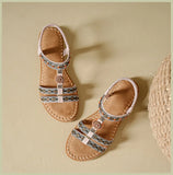 Women's sandals summer bohemian one line elegant slimming anti slip comfortable daily vacation flat beach shoes