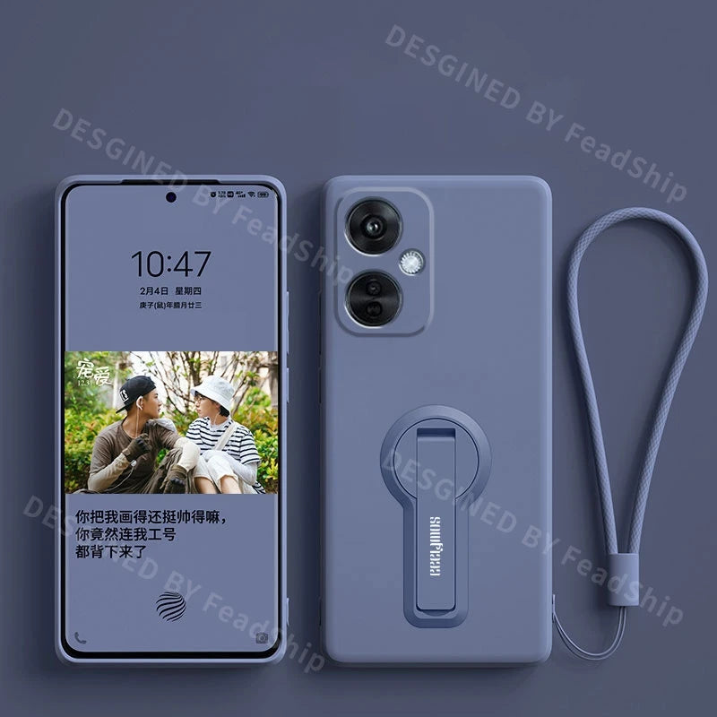 Luxury Phone Case For Oneplus Nord CE 3 Lite NordCE3 NordN30 Liquid Silicone Case Shockproof Soft Cover With Holder Sreen Film