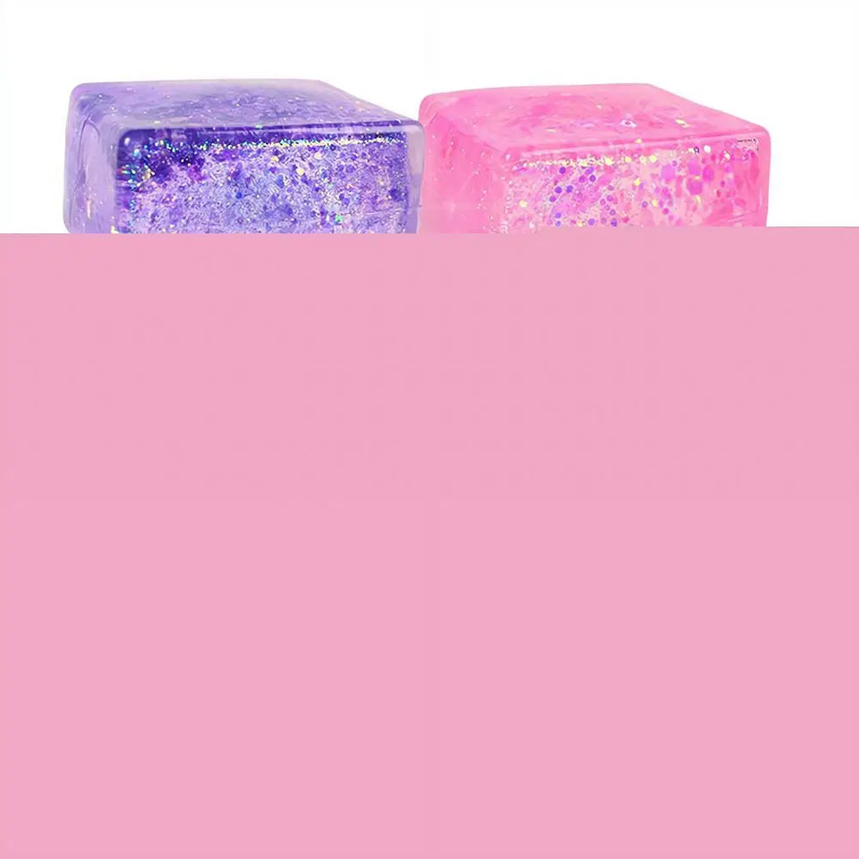 Glitter Squishy Cube Stress Squeeze Toys Anti Stress Slow Rebound Maltose Ice Cubes Colorful Squeeze Block Decompression Toy
