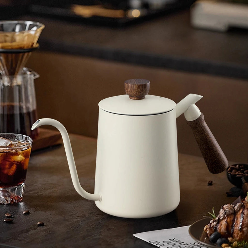 Stainless Steel Coffee Gooseneck Kettle 600ML Pour Over Coffee Pot with Precision Spout for Hand Brewing