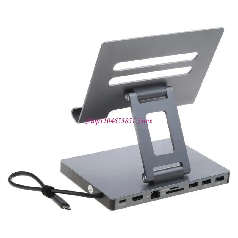 Aluminum Type C Docking Station Laptop Stand /9 in 1 for Fast Data Transmission and Expanded 2xHDMI4K USB3.0 HUB