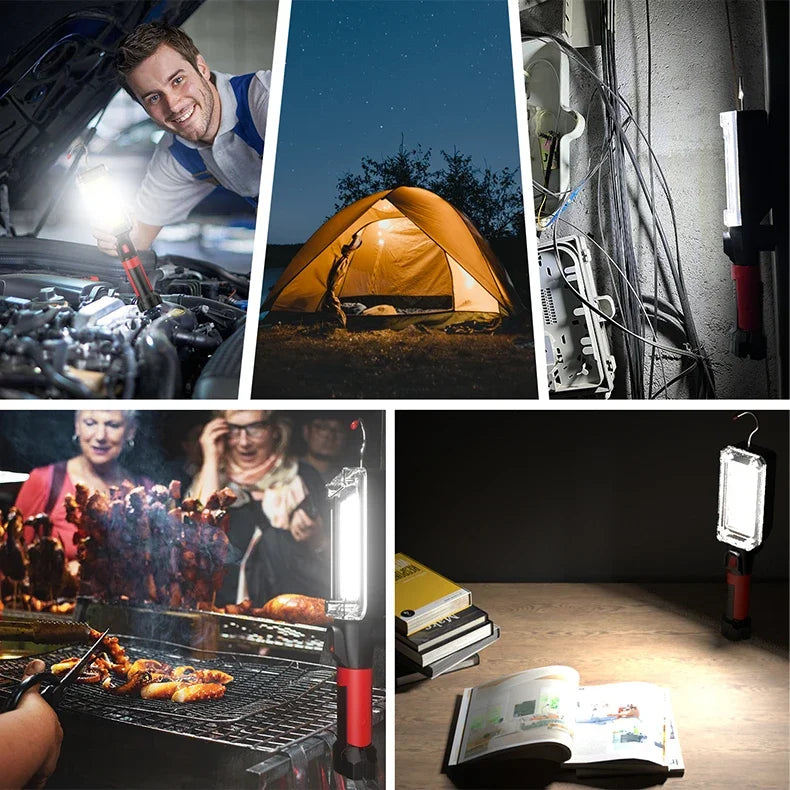 COB Floodlight Rechargeable Lamp Led Work Light Use 2*18650 Battery Led Portable Magnetic Light Hook Clip Waterproof