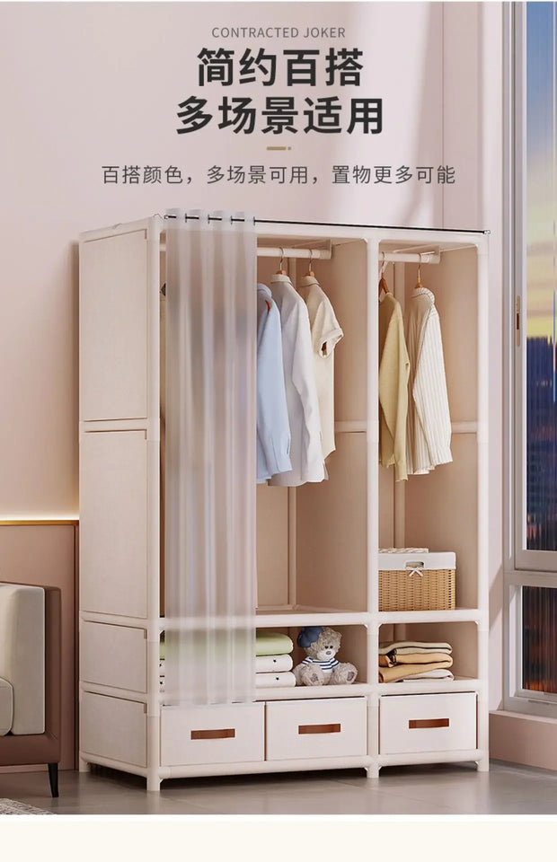 Durable Dustproof Collapsible Closet Large Capacity Wardrobe Easy Assembly Storage Organizer for Bedroom Dorm Daily Arrangement