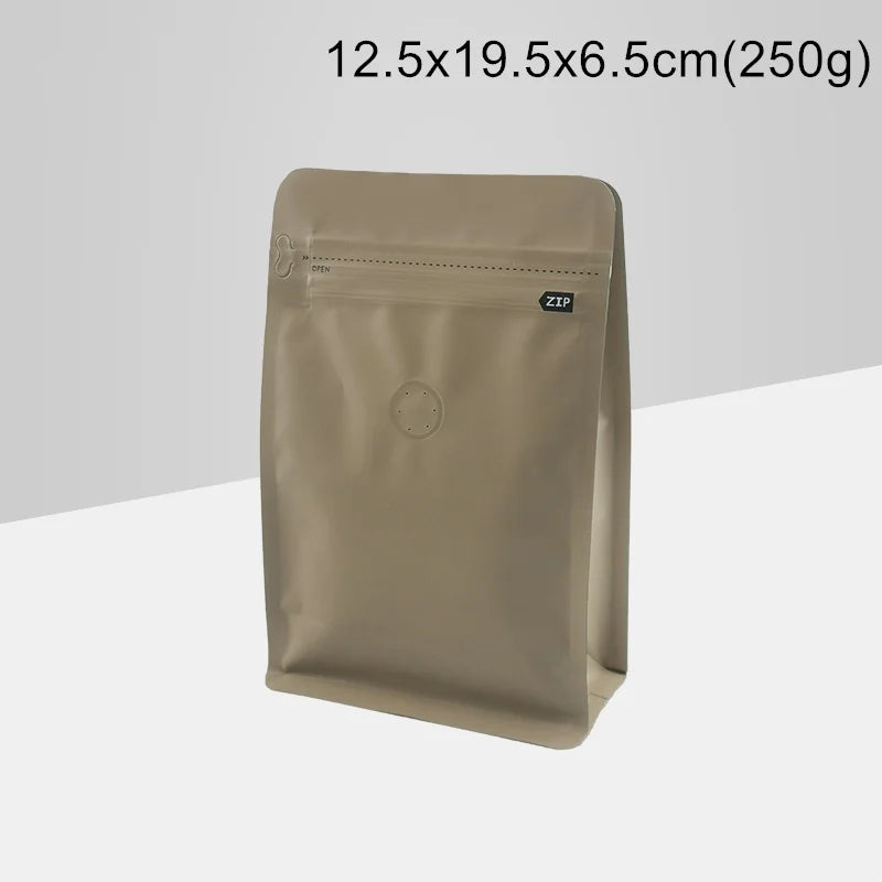 StoBag 20pcs 250g Color Matte Coffee Beans Bag Packaging with Valve Aluminum Sealed for Powder Nuts Storage Reusable Pouches