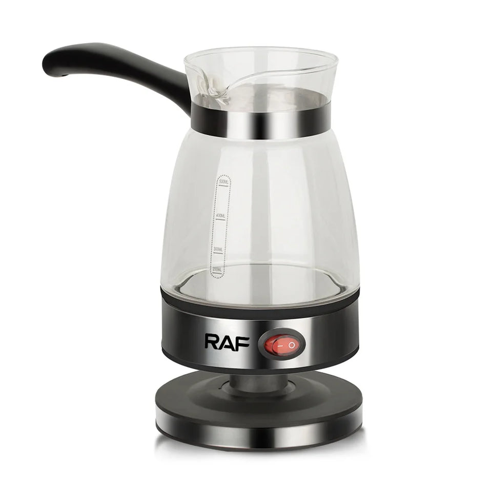Electric Coffee Maker Glass Turkish Coffee Pot Italian Mocha Tea Milk Heating Machine Portable for Household Office 5-6 Cups