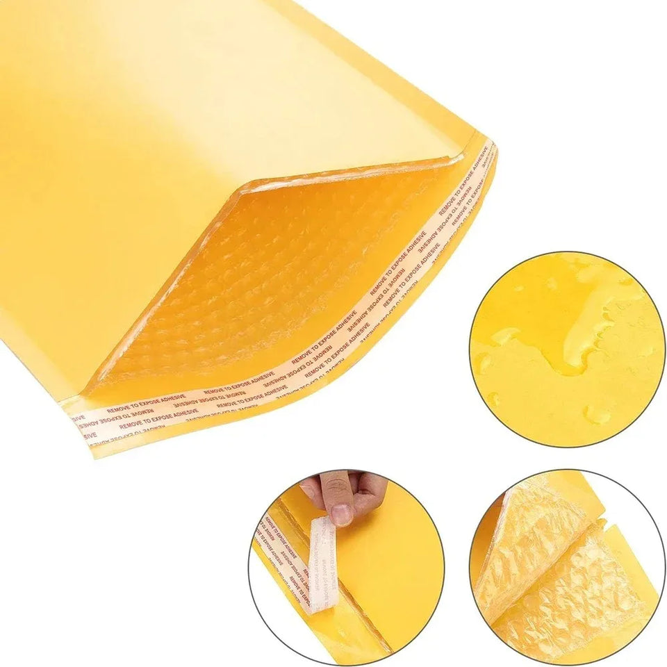 50-10Pack Kraft Bubble Mailers Self-Sealing Storage Paper Envelopes Waterproof Cushioned Padded Foam Shipping Bags for Packaging