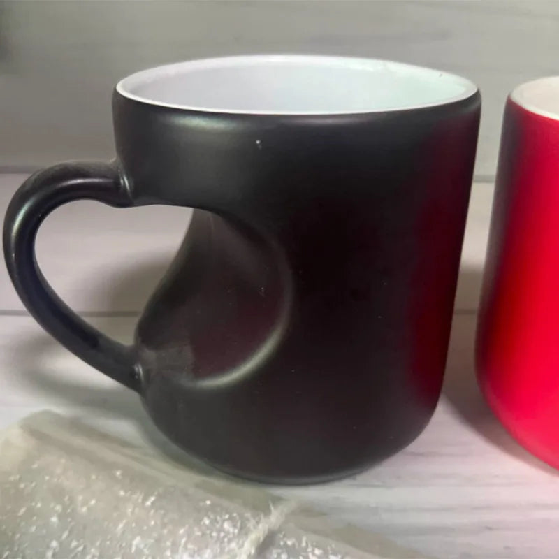 Heat Sensitive Color Changing Heart Handle Mug Strange Rare Mate Couple Valentine's Day Wedding Coffee Mug Cup Festival Gifts
