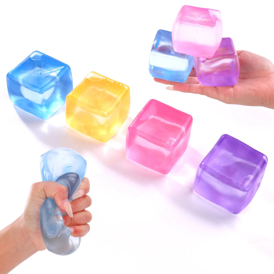Ice Cube Shaped Square Stress Relief Ball Toy Squishy Squeeze Anxiety ADHD Stress Relief Sensory Adults Toys