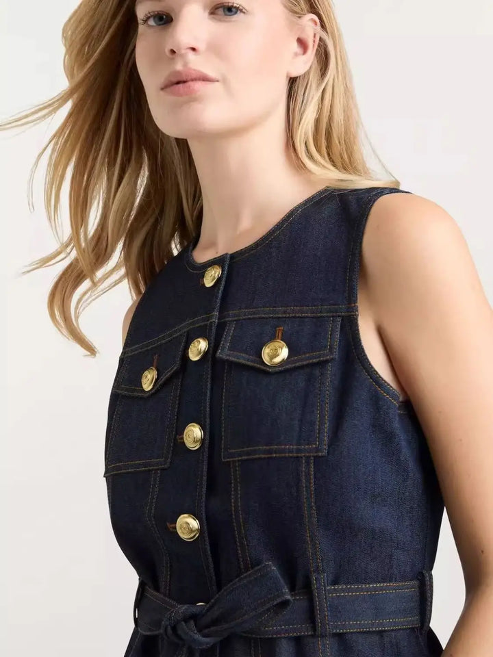 Denim suit spring and summer tops for women 2026 new style simple and elegant high-end denim fashionable style vest