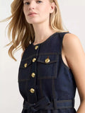 Denim suit spring and summer tops for women 2026 new style simple and elegant high-end denim fashionable style vest