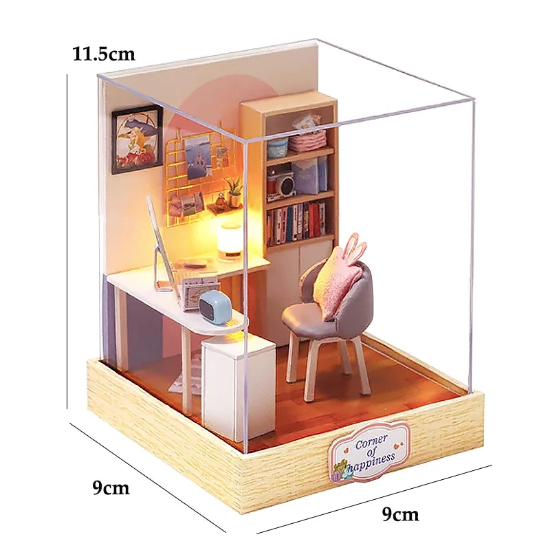 Coffee Shop Wooden Mini Doll House DIY Small House Kit Making And Assembling Room Models Toys For Kid Birthday Gifts Dollhouse