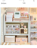 Ins Kawaii Desktop Storage Rack Bookshelf DIY Desk Holder Office Desk Organizer Student Combination Cabinet Storage Display Rack