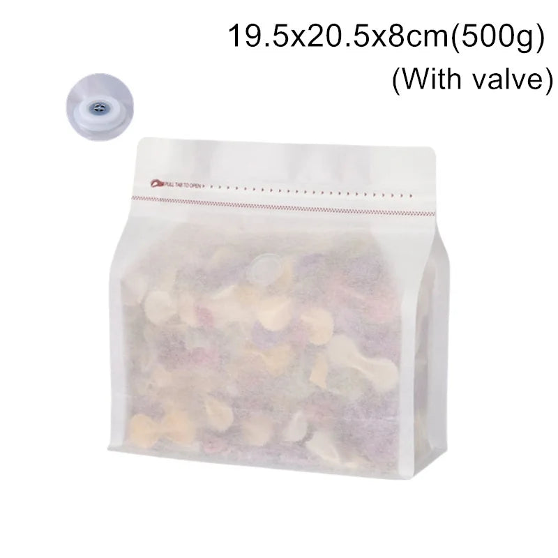 StoBag 50pcs White Cotton Paper Coffee Beans Packaging Bag with/No Valve Sealed for Powder Nuts Storage Stand Up Reusable Pouch