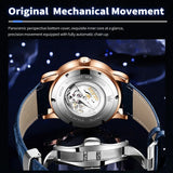 OLEVS 9923 Moon Phase Automatic Mechanical Watches for Man Fashion Leather Strap Waterproof Starry Sky Blue Luxury Men's Watches