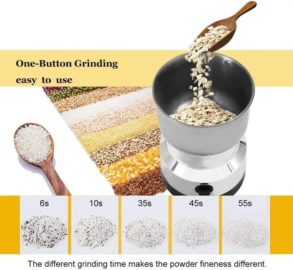 Multipurpose Electric Coffee Bean Grinder, Stainless Steel Milling Machine for Seeds, Spices, Nuts, Portable Ultrafine Grinder