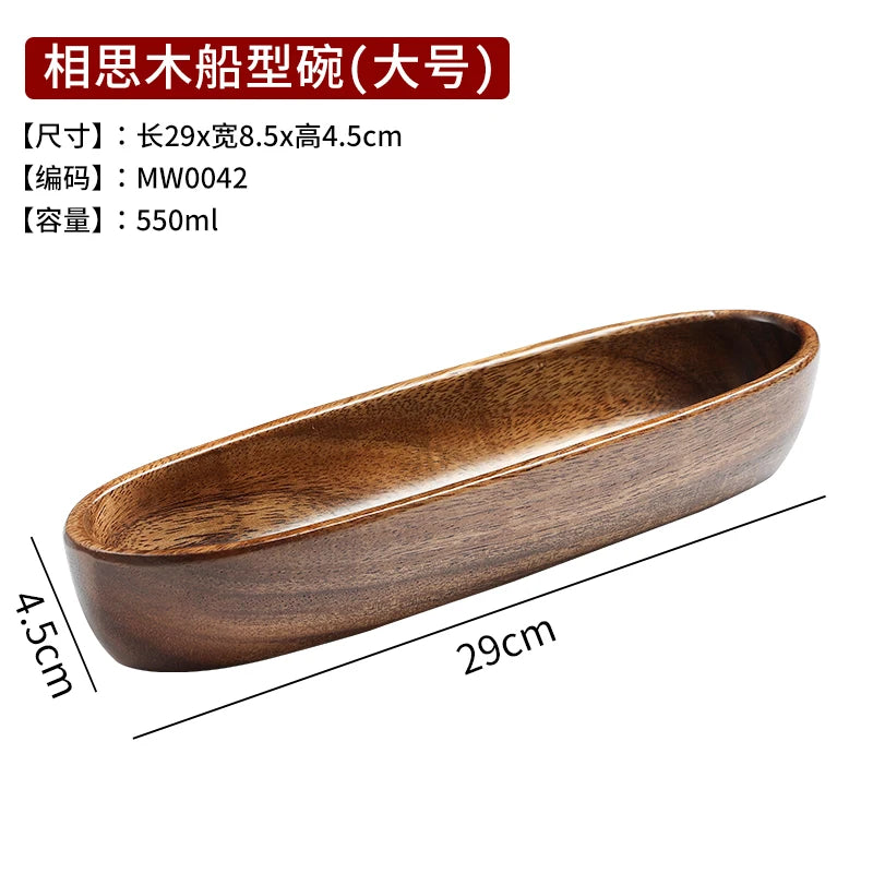 Japanese-Style Creative Wooden Fruit Tray Afternoon Tea Snack Plate Home Wooden Bowl Premium Snack & Nut Tray Wooden Tableware