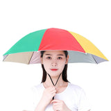 Hands-Free Umbrella Hat For Fishing Sun Protection Head-Mounted Sunshade For Outdoor Gardening Hiking Foldable Rain Cap