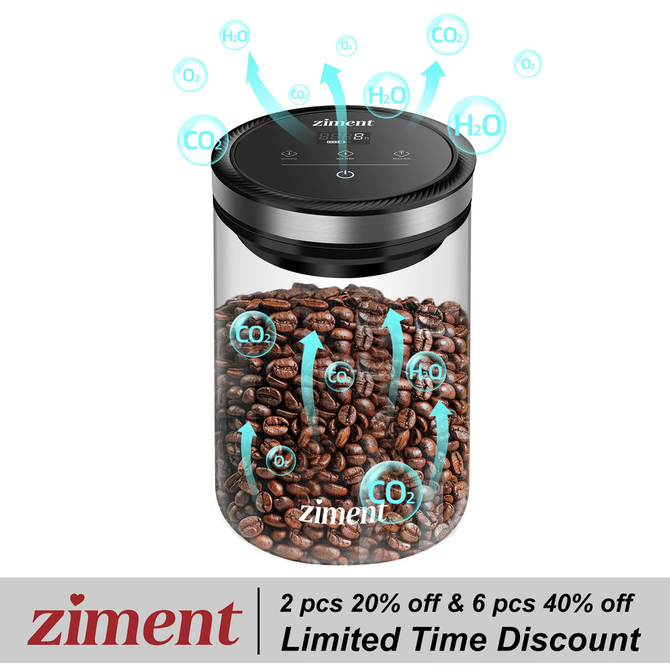 Vacuum Sealed Jar Coffee Bean Storage Bottle 1.6L/1.1lbs Kitchen Food Grain Tea Glass Jar Fresh Storage Jar Kitchen Accessories
