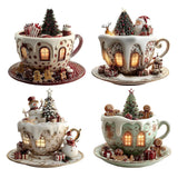 2D Acrylic Christmas Tree Pendant Ornaments Coffee Cup House Shape Decorative For Car Mirror Hanging 2025 Xmas Naviadad Party