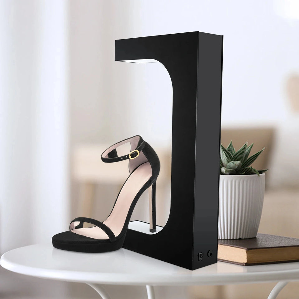LED Floating Shoe Rack 360 Degree Auto Rotate Display Stand Shoes Shop Sample Showcase Shoes Rack Sneaker Storage