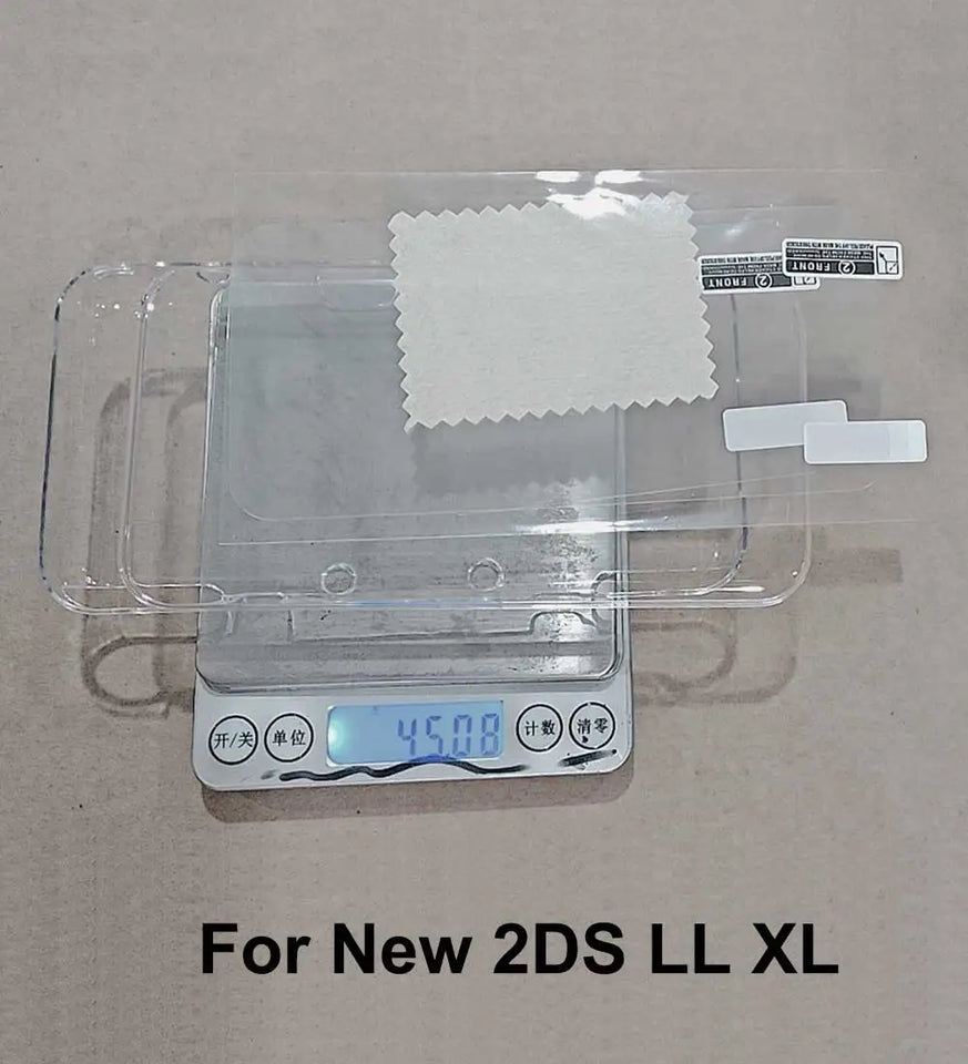 JCD For New 2DS 3DS XL LL Clear Split Shell Transparent Protective Cover Case Screen Film LCD Screen Protector