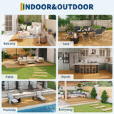 Acacia Wood Connected Deck Tiles for Patio & Outdoor Decor, 12"x12" Firm Weatherproof Non-Slip Wooden Flooring, 22/33 Panels