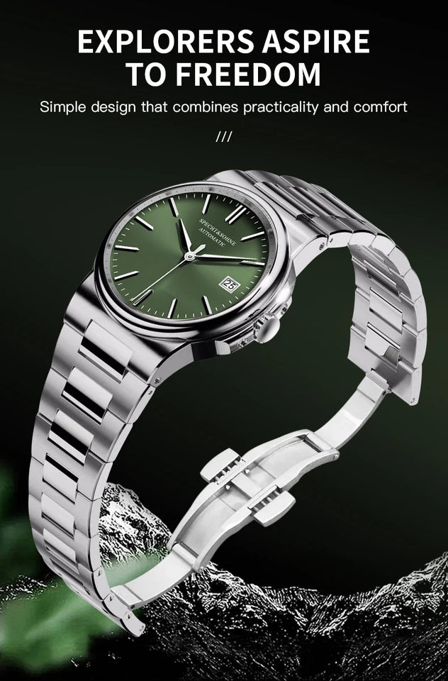 Specht&Sohne New Arrivals Blue Automatic Mechanical Watches For Men 38MM Stainless Steel Waterproof Classic Elegant Watch 50M
