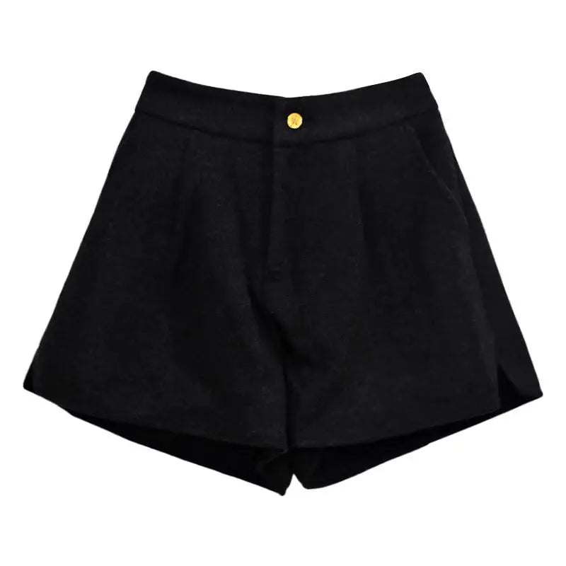 2024 Autumn Winter New Thick Woolen Shorts Korean Loose High Waisted Split Wide Leg Pants Casual Outerwear Boots Pants Women