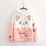 Harajuku Funny Women Hoodies 100% Cotton Winter Plus Fleece Cute Pink Anime Sweatshirt Teen Girl Kawaii Long Sleeve Y2K Hoodie
