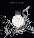 1 Set Women Leather Watches Minimalist Style 6.9mm Ultra Thin Dial Black Gift Box Adjuster Spare Strap Women's Dress Wristwatch
