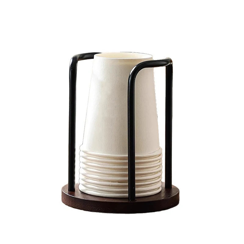 Shelf Tea Mug Organizer Kitchen Office Accessory Wooden Paper Cup Holder For Disposable Cups Desktop Coffee Table Storage