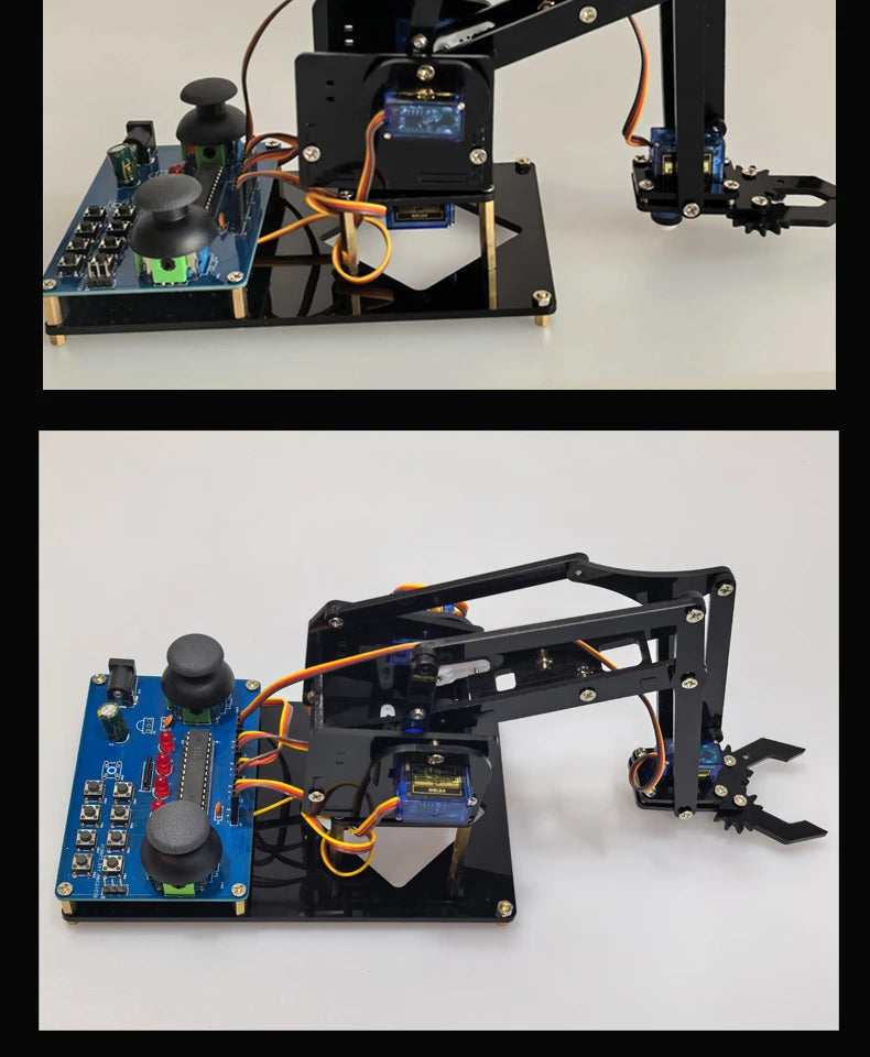 DIY Black Robotic Arm Construction Kit - Learn Welding, Basic Electronics, Circuit Design & Control, Perfect for STEM Projects, Maker Education, Beginners Tech Gift