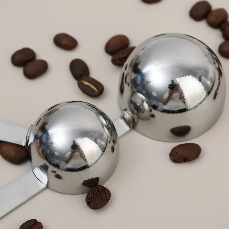 Coffee Scoop Stainless Steel Powder Compactor Spoon with Scale Long Handle for Ground Coffee Spices Baking Measuring Supplies