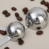 Coffee Scoop Stainless Steel Powder Compactor Spoon with Scale Long Handle for Ground Coffee Spices Baking Measuring Supplies