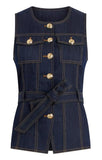 Denim suit spring and summer tops for women 2026 new style simple and elegant high-end denim fashionable style vest