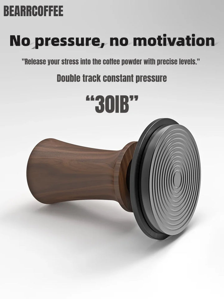 BEARR Coffee Tamper Double Spring Coffee Powder Walnut Handle Constant Pressure SpringCoffeeTamper 51/53/53.7/58.35 Barista Tool