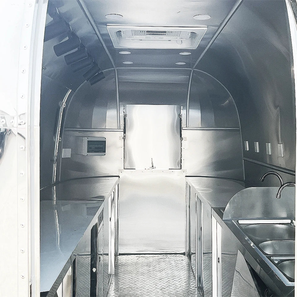 Stainless Steel Fast Food Truck Customized Full Kitchen Trailer for Snacks Hotdogs Candies Chips Ice Cream Business Ready