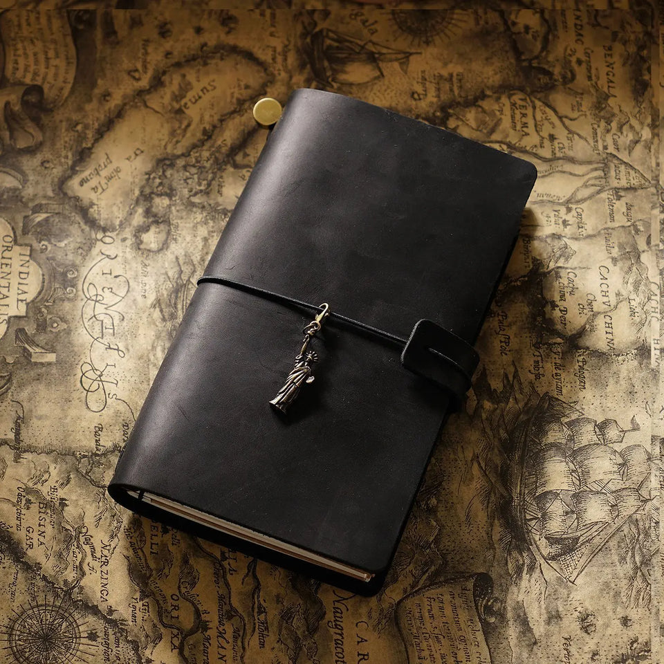 Refillable Leather Travel Notebooks Diary, Retro Handmade Leather Portable Travel Journals Sketchbook for School Office Supplies