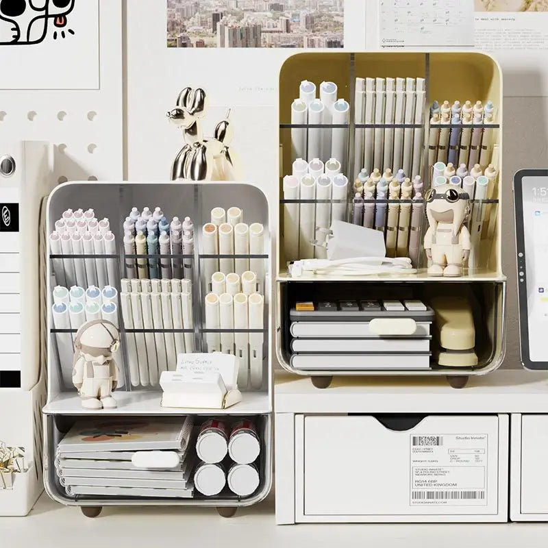 Angle Insertion Desk Pen Holder, Desktop Storage Box for Office Supplies & Cosmetics, Multifunctional Organizer Rack
