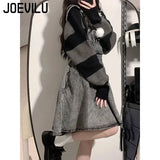 Striped Contrasting Sweater Women's Long Sleeve Knitted Sweatshirt Korean Fashion Streetwear Pullover Autumn New Casual Jumper