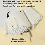 Women's Umbrella Lace Fashion Folding Umbrella Sunshade Umbrella Wind and Rain Resistance Travel Foldable Portable Student Gift