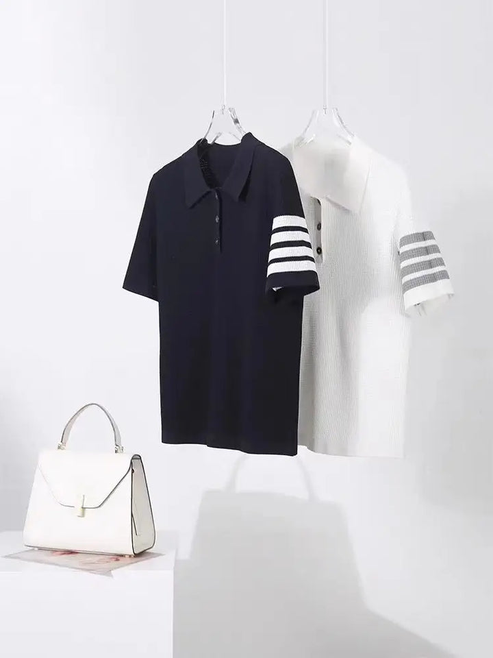 Korean Style Sweater Women's Summer New Youthful Vitality Age-reducing Polo Neck Fashionable Slimming Base Sweater Summer