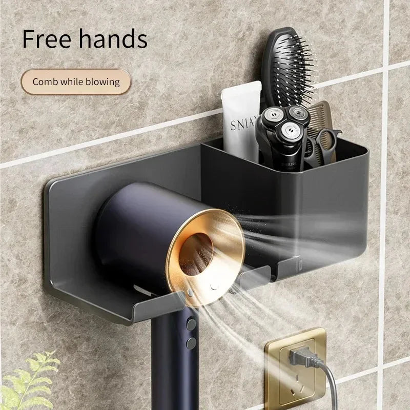 Hair Dryer Holder Wall Mount Suction Cup Bathroom Organizer Wall Mount Hairdryer Holder Straightener Stand Rustproof